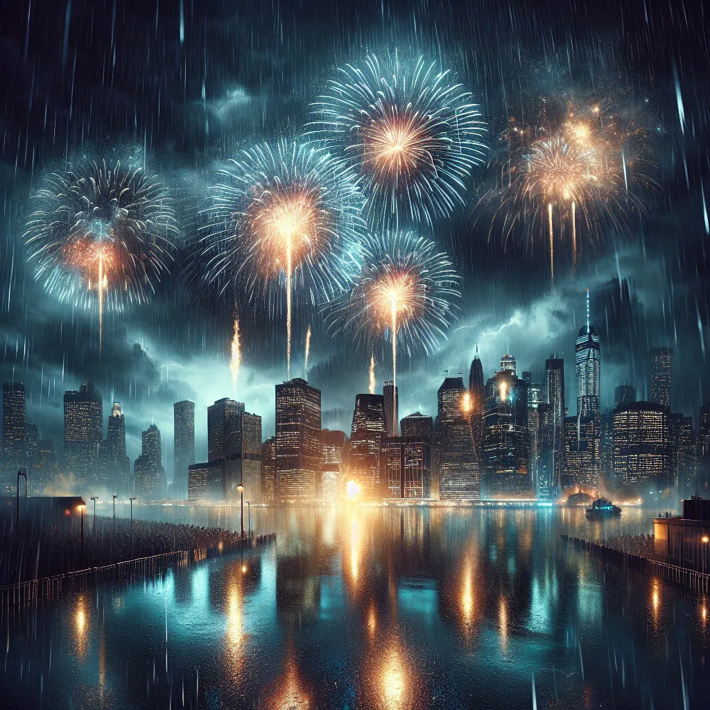 Fuegos artificiales lluvia